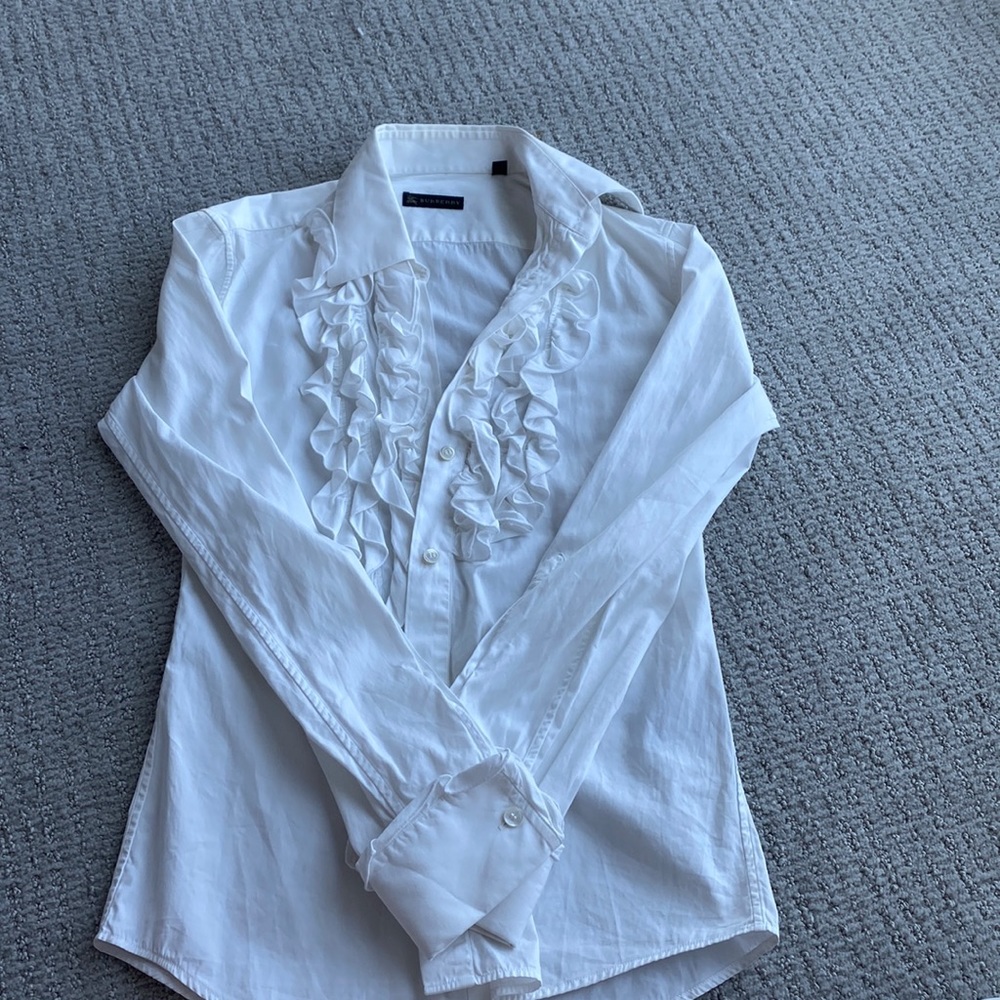 Burberry ruffled white blouse